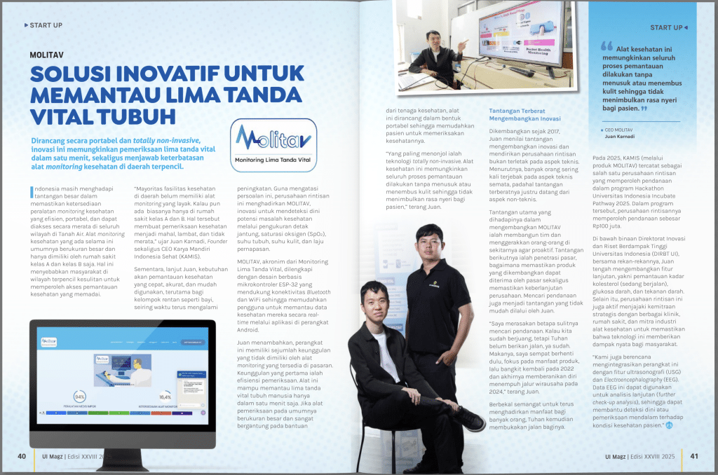 MOLITAV, Solusi Inovatif untuk Memantau Lima Tanda Vital Tubuh (Capture UI Magazine)